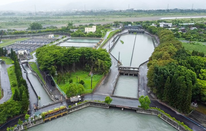 民國時代雲林地區公共給水系統林內分水工濁水溪二號水門進水口與濁水溪及工業用水取水口等相關位置