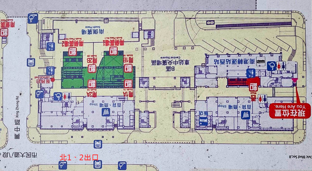 臺北市區車站鐵路地下化第四期東延南港工程「南港專案」新南港車站B、C區出入口平面位置圖