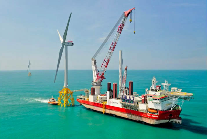 台電一期離岸風電示範風場工程-風機安裝完成