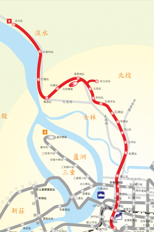 台北捷運系統淡水線路線圖