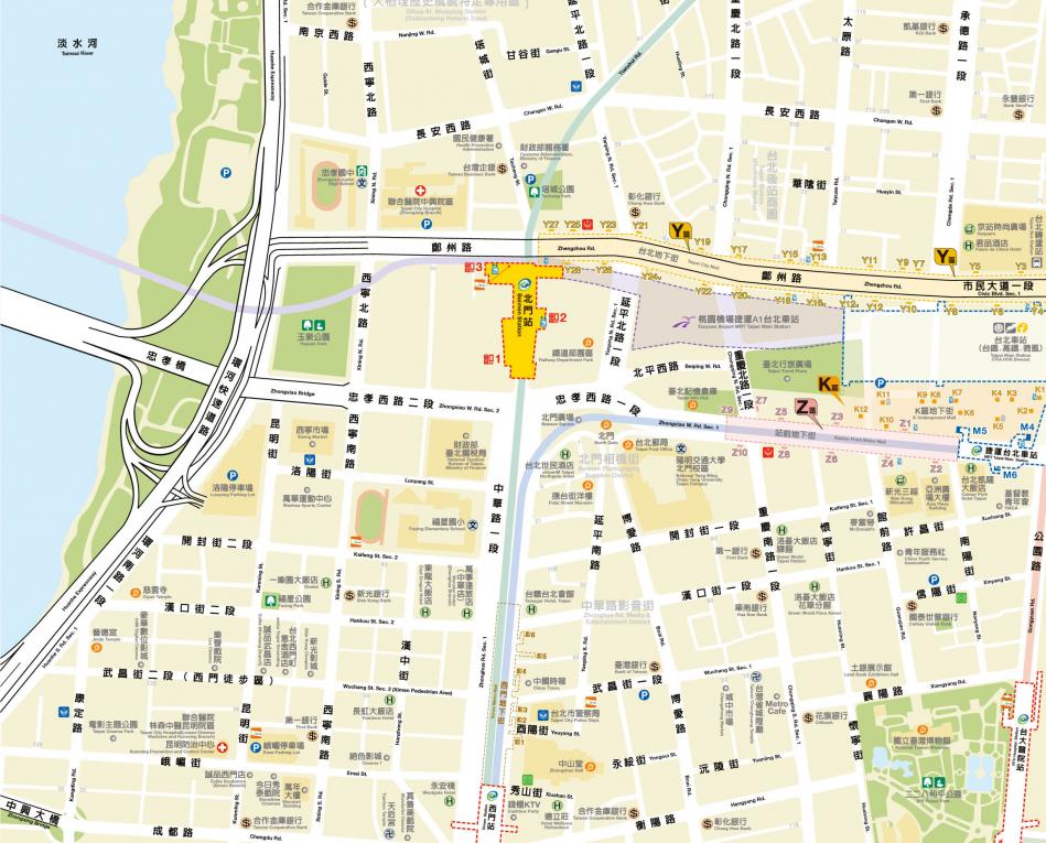 捷運松山新店線之松山線北門站(G13)位置圖