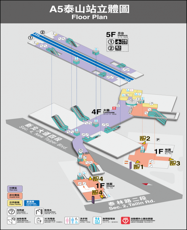 桃園機場捷運沿線車站-泰山站(A5)立體圖