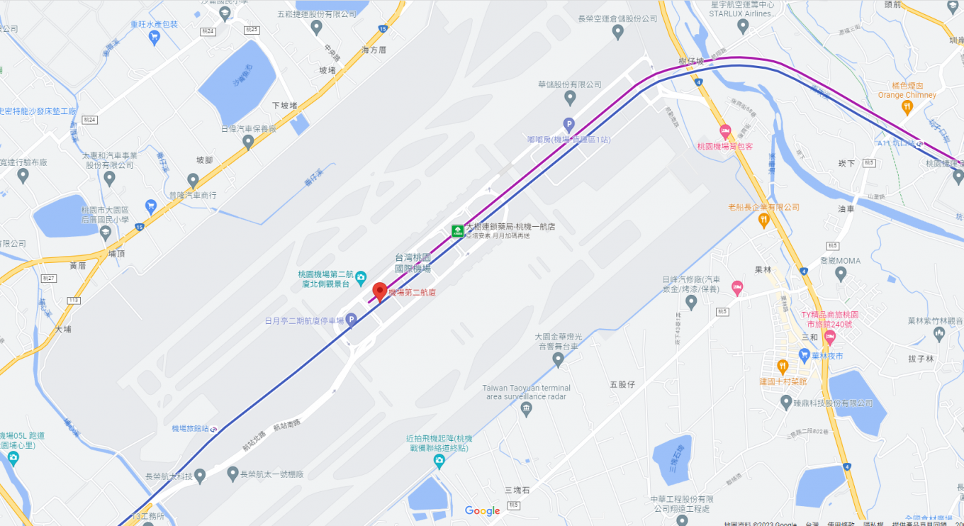 桃園機場捷運沿線車站-機場第二航廈站 (A13)位置圖