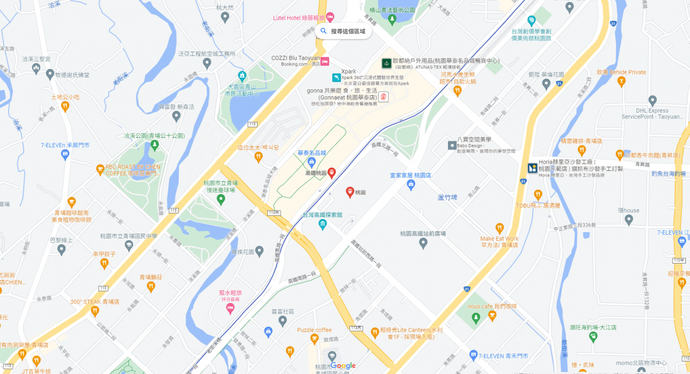 桃園機場捷運沿線車站-桃園高鐵站(A18)位置圖