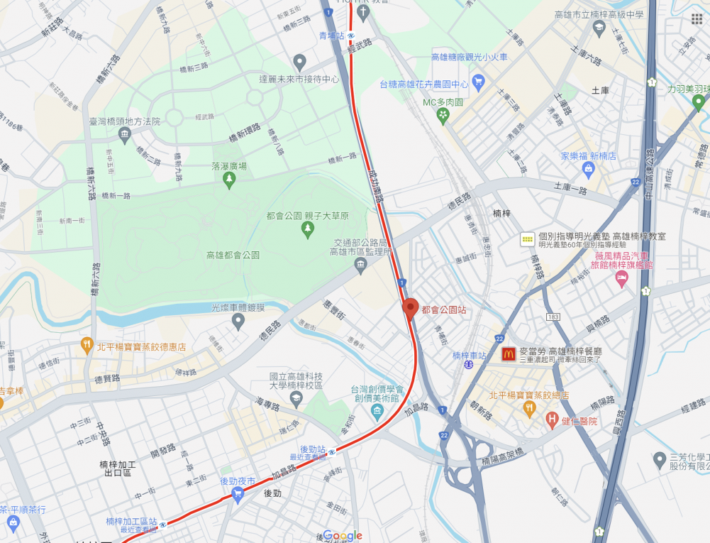 高雄捷運紅線沿線車站介紹-都會公園站(R21)位置