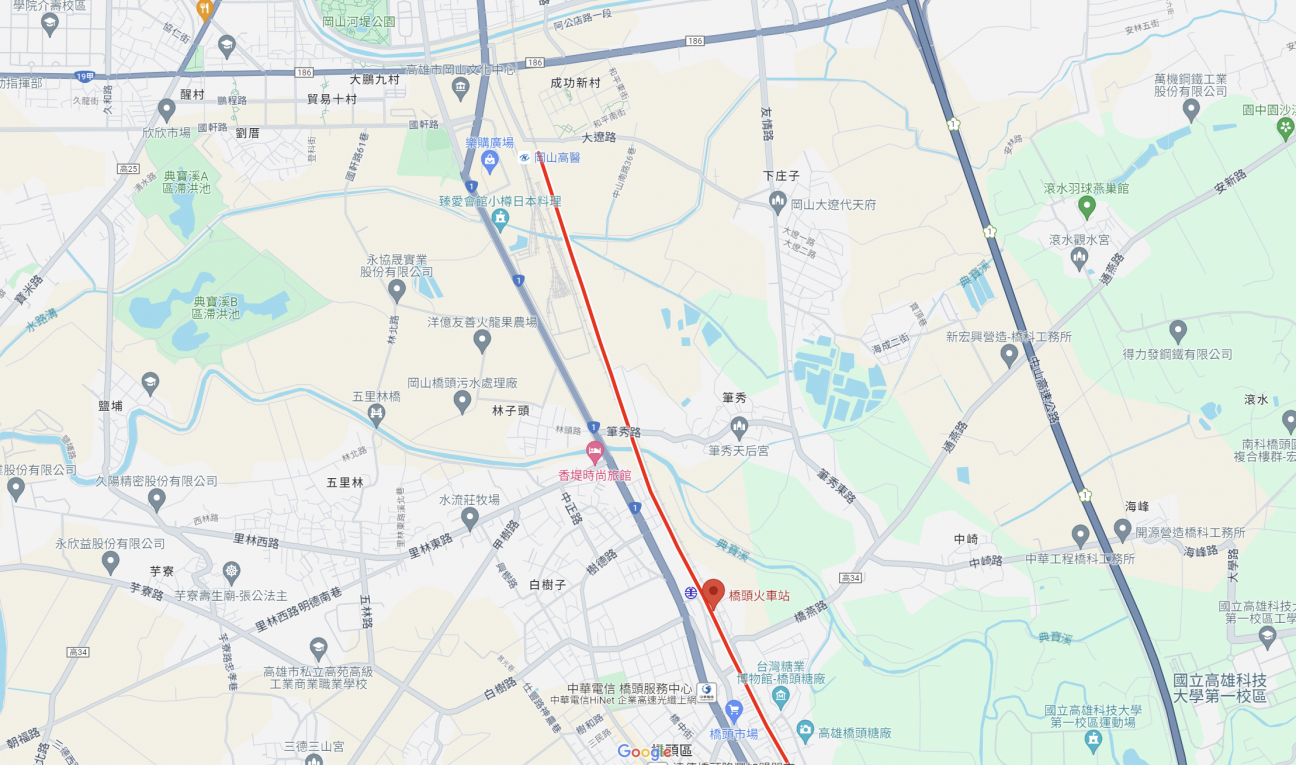 高雄捷運紅線沿線車站介紹-橋頭火車站(R23)位置