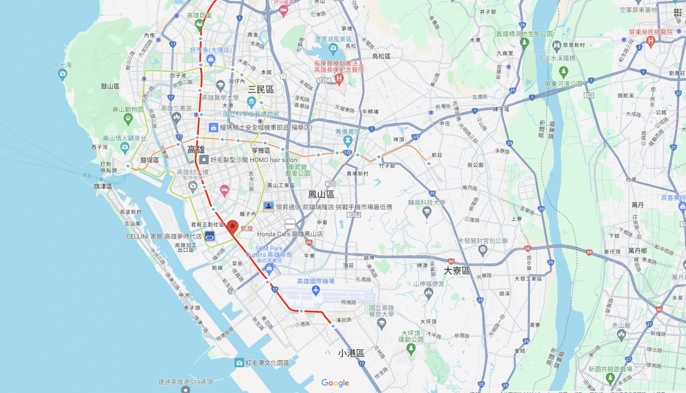 高雄捷運紅線沿線車站介紹-凱旋站(R6)位置