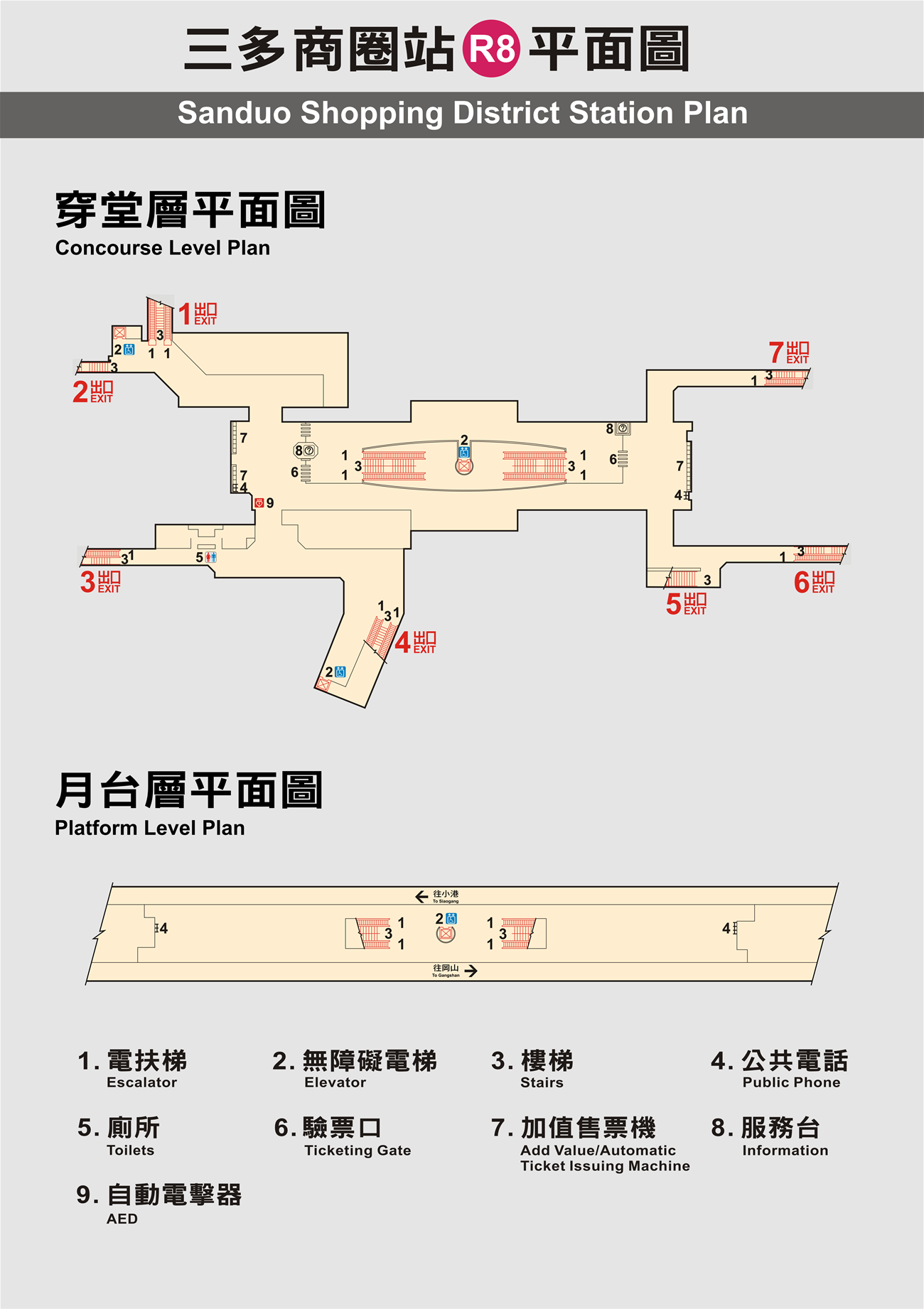 高雄捷運紅線沿線車站介紹-三多商圈站(R8)-站體設施
