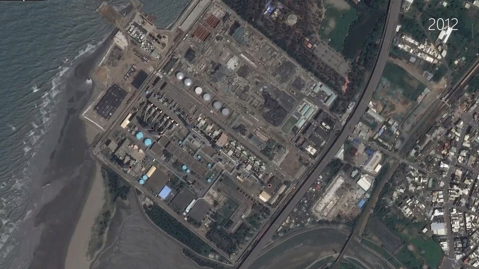 通霄火力發電廠舊油槽拆除後空照圖