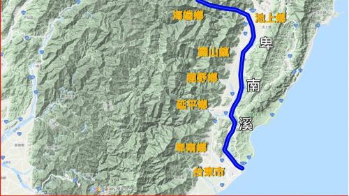 卑南溪發源於中央山脈，流經台東縣的海端、池上、關山、鹿野、延平、卑南鄉，最後流入台東市後注入太平洋