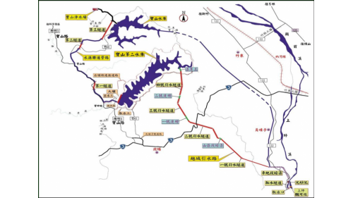 寶山淨水場的水源取自頭前溪上游之上坪溪，在竹東鎮燥樹排設上坪溪攔河堰引水，經沉砂池降低濁度後，分別經竹東圳導水路引入寶山水庫，以及經寶二導水渠道引入寶二水庫蓄存並聯運用，再經由此二水庫水源聯通管，將原水送至寶山淨水場，提供新竹科學園區工業及民生用水。