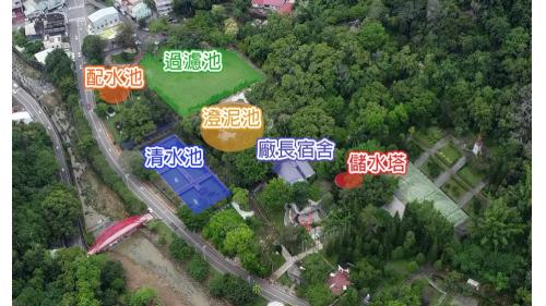 1920年興建「豐原水道」，以豐原東部北坑溪、中坑溪、南坑溪及旱溪交會處為水源地， ，取水口位於來鷺拱橋附近。淨水設施包括儲水塔、澄泥池、過濾池、清水池、配水池、廠長宿舍及員工宿舍等。