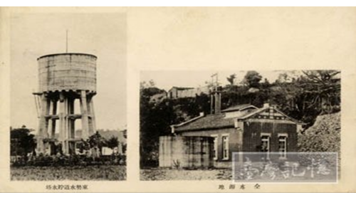 東勢水源地水源來自大甲溪崖下的三個集水井，以唧筒井集水，並以電動唧筒送水至貯水塔，每分鐘輸水量達50立方呎。東勢貯水塔位在東勢南端高地，貯水池入徑30尺、水深15尺、高66尺餘，地基深入地下達13尺，鋼筋混凝土造，容量達一萬立方尺。唧筒可連續12小時運轉，若以供給每日每人6立方尺的用量來計算，則可供應六千人使用的給水。於1925年8月完工。