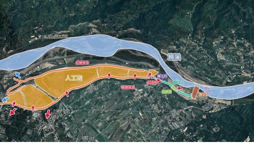 鳥嘴潭自烏溪上游興建攔河堰攔取溪水，自進水口取水，經引水路送至沉砂池，沉泥沉砂後之清水途經一座量水槽後送往分水工，分別注入人工湖區蓄水、供應至市區淨水廠使用，多餘之水量則由排水路送回烏溪中。