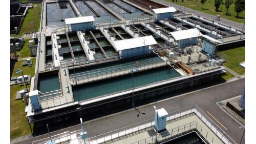 分水井、量水槽、快混池、膠凝池。