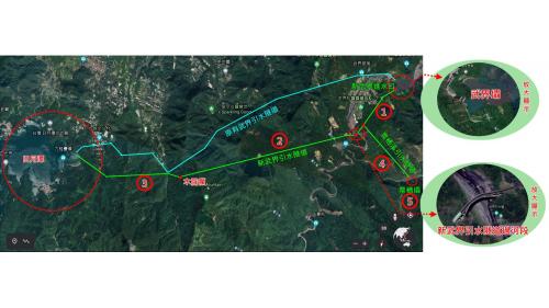 1.第一段隧道：引水隧道自新武界進水口至栗栖溪引水合流點2.第二段隧道：合流點後跨越濁水溪本流過河後以小角度轉折後，以直線通至木