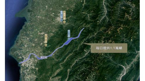 嘉義地區每日原水供水量約為29.4萬噸，其中主要水源為仁義潭及蘭潭水庫取八掌溪溪水，另一水源為曾文及烏山頭水庫取曾文溪溪水，每日提供1.1萬噸原水。