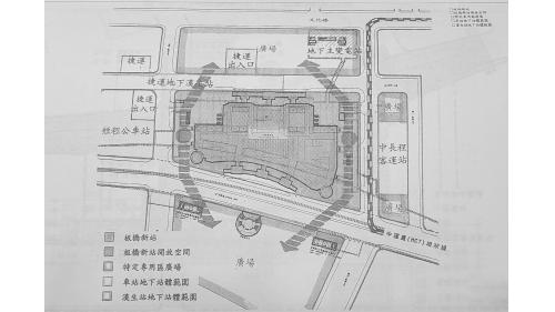 &nbsp;臺北市區鐵路地下化第三期工程「萬板專案」新板橋車站開放空間配置圖