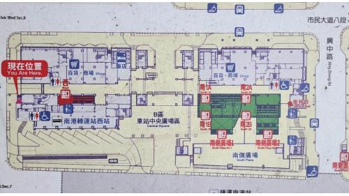 南港車站B區平面圖。
&nbsp;