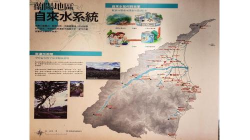 宜蘭地區主要設有三星水道，水源取自柑仔溪，羅東水道，水源為地下湧泉，蘇澳水道，水源取自白米溪下游溪水，宜蘭水道，水源取自地下湧泉。
&nbsp;