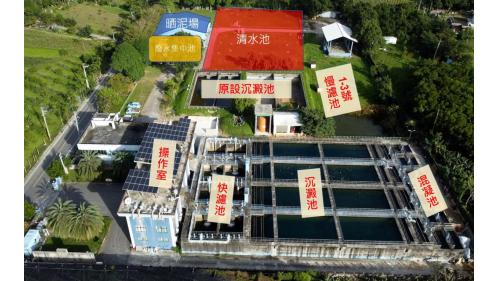 利嘉淨水場內設有混凝池、沉澱池、快濾池、清水池、廢水集中池及曬泥場。
&nbsp;