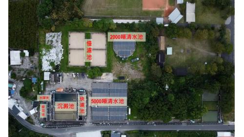 泰安淨水場淨水設施包括水躍池、膠羽池、沉澱池、慢濾池、清水池及廢水池。
&nbsp;