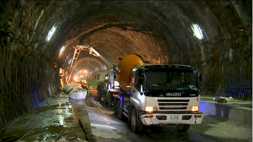 為配合鐵路電氣化工程興建一座雙軌的新自強隧道，位於瑞穗站至三民站之間，全長約2,676公尺，於2017年8月完工通車，是花東線鐵路電氣化工程中最艱難的部分。在歷經無數次大小隧道災變後，改用中導坑搭配複合式灌漿前進開挖。待貫通中導坑後，繼續以短台階工法進行下半斷面工程作業，開挖完成後，立即施作仰拱，閉合隧道底部。由於新自強隧道工程施作時，遭遇沉泥層地質，影響通車時程，施工期間舊自強隧道部分採用導電軌電車線系統施工，使全線電氣化如期完成單線通車。【圖/新自強隧道仰拱襯砌施作】