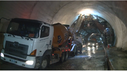 為配合鐵路電氣化工程興建一座雙軌的新自強隧道，位於瑞穗站至三民站之間，全長約2,676公尺，於2017年8月完工通車，是花東線鐵路電氣化工程中最艱難的部分。在歷經無數次大小隧道災變後，改用中導坑搭配複合式灌漿前進開挖。待貫通中導坑後，繼續以短台階工法進行下半斷面工程作業，開挖完成後，立即施作仰拱，閉合隧道底部。由於新自強隧道工程施作時，遭遇沉泥層地質，影響通車時程，施工期間舊自強隧道部分採用導電軌電車線系統施工，使全線電氣化如期完成單線通車。【圖/新自強隧道襯砌施作&mdash;混凝土澆置】
&nbsp;