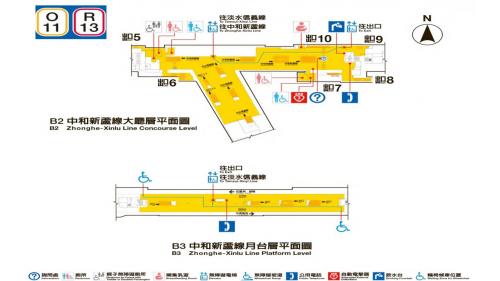 民權西路站站體為地下垂直交會車站，共計10處出入口，為台北捷運出入口最多的車站。
&nbsp;