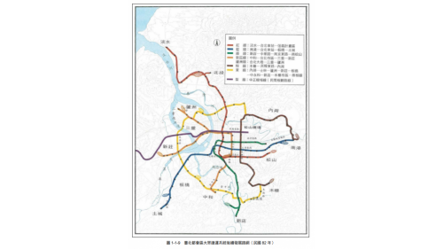 1986年4月初期路網核定4線分別為紅、藍、橘及棕線，1986年6月27日台北市政府成立捷運工程局籌備處，1987年2月23日正式成立台北市政府捷運工程局，1987年修正初期路網為6線，分別為紅、綠、藍、橘、棕及環狀線，1993年5月後續6線路網逐條報核。
&nbsp;