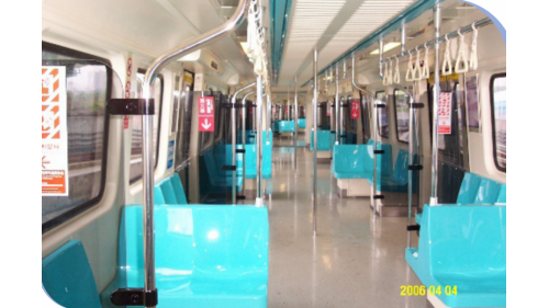 台北捷運高運量各線電聯車座椅採縱橫混合式排列(板南線)
