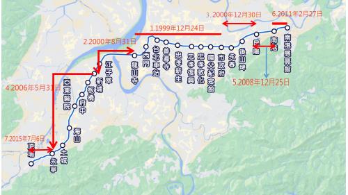 1999年12月24日市政府站至龍山寺站段正式開通啟用。2000年8月31日龍山寺站至新埔站段正式通車啟用，於同年12月30日市政府站至昆陽站段正式通車啟用。2006年5月31日新埔站至永寧站段正式啟用通車。2008年12月25日昆陽站至南港站段正式通車啟用。2009年7月4日文湖線南港展覽館站完工啟用。2011年2月27日南港站向東延伸至南港展覽館站，與文湖線連接通車啟用。2015年7月6日永寧站至頂埔站段正式通車啟用，板南線自此全線正式通車。
&nbsp;