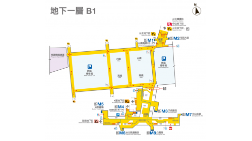 台北車站位於中正區忠孝西路，啟用於1999年12月，板南線中編號為BL12；淡水信義線編號為R10，於1997年12月通車啟用；桃園機場捷運線編號為A1，於2017年3月通車啟用。台北捷運車站出口編號M1至M8共計８座出口。
&nbsp;
