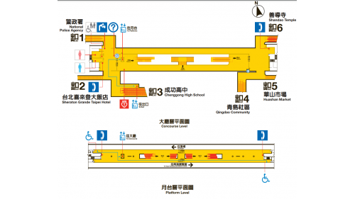 善導寺站編號為BL13，副站名為華山，位於林森南路口與紹興南北街口間，1999年12月啟用，車站東側設有橫渡線可使列車換軌，站外亦有主祀釋迦牟尼佛之善導寺。善導寺站體為地下二樓車站，設有6處出入口，地下一層為大廳層，地下二層為月台層，為一島式月台，且設有半高式月台門。