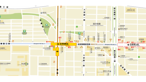 忠孝復興站位在忠孝東路與復興南路口，板南線中編號為BL15，於1999年12月通車啟用;文湖線中編號為BR10，於1996年3月啟用。忠孝復興站與聯合開發大樓共構，是一個高架地下交會車站在，並可轉乘至文湖線。站體有地上及地下各四層，共設有5處出入口，地下三層為板南線之大廳層，地下四層為板南線月台層。地上三層為文湖線之大廳層及月台層，地上四層為天橋層，可在此切換搭乘方向。板南線為一島式月台，設有半高式月台門，文湖線為兩座側式月台及設有全高式月台門。另由地下一樓可前往東區地下街，以及由2號出口前往至遠東SOGO百貨。