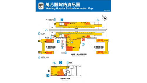 萬芳醫院站編號為BR04，位於興隆路旁，於1996年3月通車啟用，站體與醫院共構，為首例與醫院共構之捷運車站。站體為高架四層之車站，設有1座出入口，三樓為大廳及月台層，四樓為天橋層，以轉換乘車方向，設有側式月台兩座。
&nbsp;