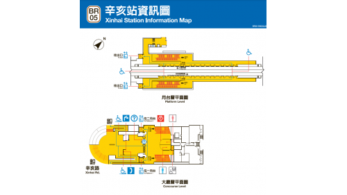 辛亥站編號為BR05，位於辛亥路西側，於1996年3月通車啟用。辛亥站體為高架三層之車站，設有一處出入口，一樓為大廳層，三樓為月台層，設有二座側式月台。
&nbsp;