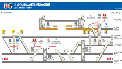 &nbsp;         大安站為淡水信義線之轉乘站，位於復興南路與信義路口，文湖線編號為BR09，1996年3月完工啟用，淡水信義線編號為R05，於2013年11月通車啟用。大安站與信義安和站之間有袋狀軌調度，在松山線通車後，於離峰時段利用袋狀軌加開大安站至北投站的淡水信義線區間列車，成為第三座常態端點站。大安站為首個與辦公大樓共構，也是首個與學校共構之車站，可由2號出口直通至師大附中，附近亦有大安高工等。