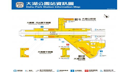 大湖公園站編號為BR20，車站位於成功路上，於2009年7月通車啟用，於出入口挑空區設有《風箏-悠遊天際》之公共藝術，附近設有大湖公園，榮登國外評選世界最美的公園之一，園區內湖光景色優美，為台北市最佳休憩景點。
