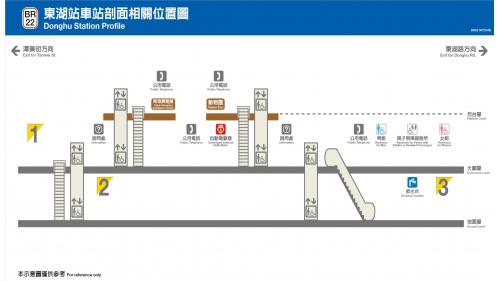 東湖站編號為BR22，位於在康寧路三段路上，於2009年7月通車啟用，由於站體往北需跨越五分街天橋，往南需橫越中山高速公路，故將站體設計高度達20公尺，成為目前最高的站體，被稱做「天頂捷運站」。東湖站3號出口可前往安康公園，鄰近有南湖國小及南湖高中。