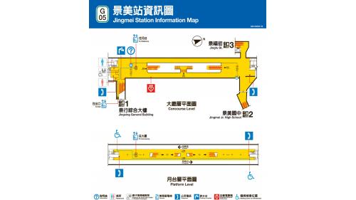 景美站為地下二層車站，設有3處出入口，地下一樓為大廳層，地下二樓為月台層，設有島式月台，並設有半高式月台門。
&nbsp;