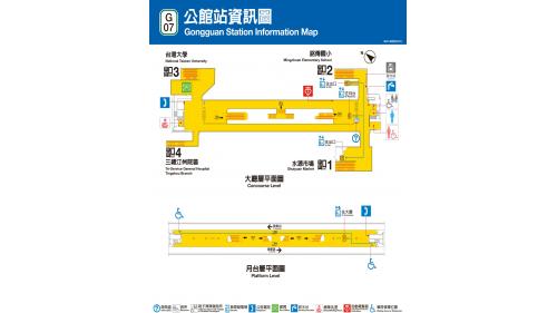 公館站為地下二層車站，設有4處出入口，地下一樓為大廳層，地下二樓為月台層，設有島式月台一座，並設有半高式月台門，在站內各區設置了一系列名為《偷窺》的互動式公共藝術作品。
&nbsp;