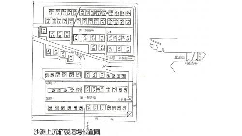 台中港建港沙灘
製造沉箱佈置圖
共製造86座