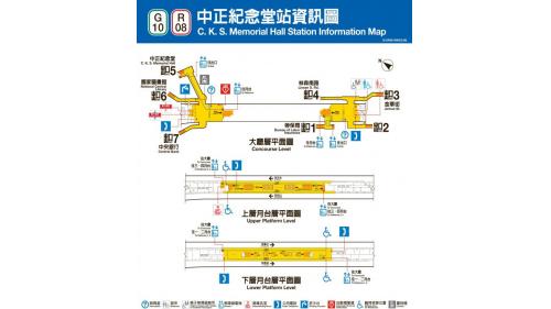 中正紀念堂站為地下三層車站，設有7處出入口，地下一樓為大廳層，整體採挑高設計，穿堂層共分為南北兩部分，兩側大廳及南北兩側出入口無法由穿堂層相通;地下二樓與三樓為月台層，採島式疊式月台，為同月台平行轉乘，並設有半高式月台門。
&nbsp;