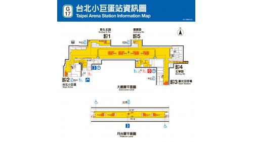 台北小巨蛋站為地下二層車站，共有5處出入口，地下一樓為大廳層，地下二樓為月台層，設有島式月台一座及全高式月台門。
&nbsp;