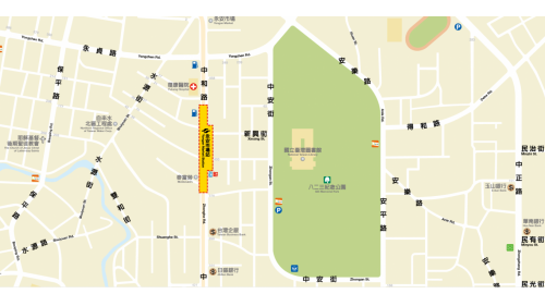 &nbsp;永安市場站編號為O03，位於中和路下方，於1998年12月啟用，站體與集合式住宅共構，車站附近有永安市場、八二三紀念公園及國立臺灣圖書館。
