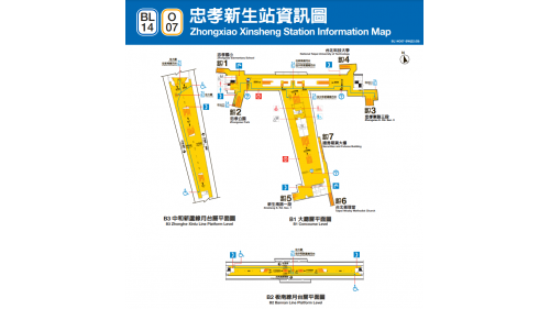 &nbsp;忠孝新生站為地下三層車站，設有7處出入口，地下一樓為大廳層，地下二樓為板南線月台層，地下三樓為中和新蘆線月台層，板南線設有一座島式月台及半高式月台門，中和新蘆線設有一座島式月台及全高式月台門。