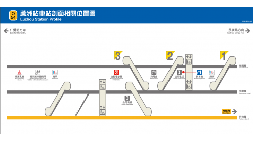 &nbsp;蘆洲站為地下二層車站，設有3處出入口，地下一樓為大廳層，地下二樓為月台層，設有一座島式月台及全高式月台門。