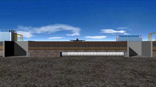 機場捷運線為確保機場的營運及結構安全，以潛盾工法通過桃園國際機場，採用最高規格的監測及保護措施，施工時以加強背填灌漿及二次灌漿之方式加強保護外，並於潛盾機盾殼內全程施作機上灌漿，以有效再降低施工中之即時沉陷量，在塔台區及潛盾隧道通過位置間，打設微型遮幕樁，以避免掘進時對塔台可能造成之影響。