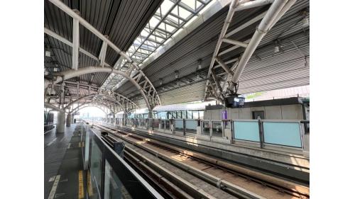 &nbsp;桃園體育園區站為地上三層車站，設有1處出入口，二樓為大廳層，三樓為月台層，設有兩座側式月台及半高式月台門，本站僅停靠普通車。
